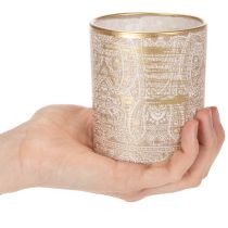 Product Lantern Glass Tea Light Holder Paisley Pattern Ø8cm H9cm 2pcs