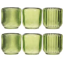 Product Glass tealight holder, retro green, 8cm, 6 pieces