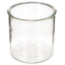 Product Glass tealight holder, round, clear glass, versatile, 12cm, 2 pieces