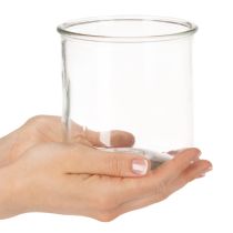 Product Glass tealight holder, round, clear glass, versatile, 12cm, 2 pieces