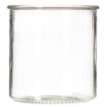 Product Glass tealight holder, round, clear glass, versatile, 12cm, 2 pieces