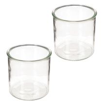 Product Glass tealight holder, round, clear glass, versatile, 12cm, 2 pieces