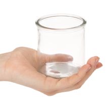 Product Round glass votive candle holder, clear glass, 8cm, 3 pieces