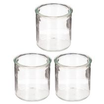 Product Round glass votive candle holder, clear glass, 8cm, 3 pieces