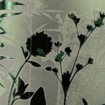 Product Lantern Large Decorative Glass in White Green Motif Meadow H24cm