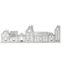 Product Decorative row of houses with tealight holders, Advent decoration, 68cm