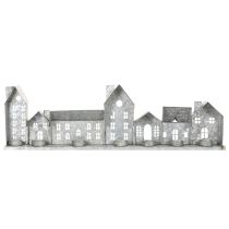 Product Decorative row of houses with tealight holders, Advent decoration, 68cm