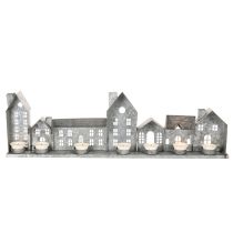 Product Decorative row of houses with tealight holders, Advent decoration, 68cm