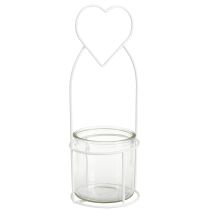 Product Lantern Heart White Lantern Holder Glass Ø12cm H30cm 2pcs