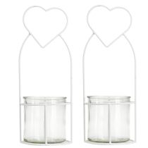 Product Lantern Heart White Lantern Holder Glass Ø12cm H30cm 2pcs