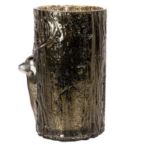 Product Glass tealight holder with deer head and tree reliefs, winter decoration, 26cm