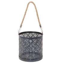 Product Lantern metal decoration Lantern with handle and glass Anthracite Ø16cm 2pcs