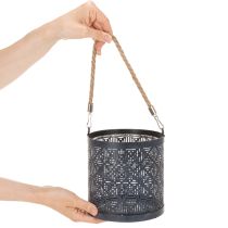 Product Lantern metal decoration Lantern with handle and glass Anthracite Ø16cm 2pcs