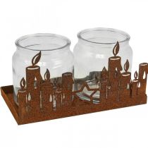 Lantern metal glass insert patina decorative candles 21.5cm