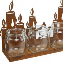 Lantern metal glass insert patina decorative candles L41cm