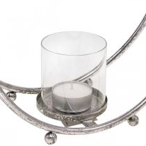 Lantern metal candle holder silver glass Ø33cm