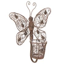 Product Metal lantern, wall decoration, butterfly, rust finish, 36.5cm