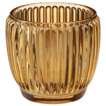 Product Lantern Orange Candle Holder Glass Retro Ø7cm H7cm 6 pcs