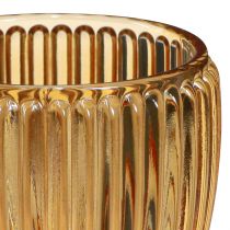 Product Lantern Orange Candle Holder Glass Retro Ø7cm H7cm 6 pcs