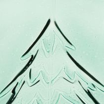 Product Glass tealight holder with fir trees in relief, Christmas decoration, 16cm