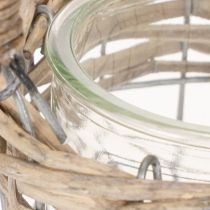 Product Lantern tealight holder glass metal willow Ø10.5cm 3pcs