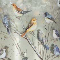 Product Candle holder with birds, winter design, glossy, 12cm