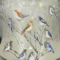 Product Glass tealight holder with bird and snowflake motif, 8cm, 2 pieces
