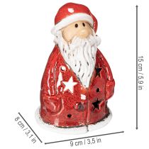 Product Santa Claus decorative figure as a tealight holder with stars, table decoration, 15cm