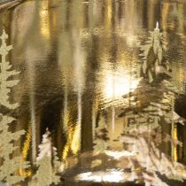 Product Glass tealight holder with winter fir branch, 8cm, 2 pieces