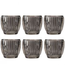Product Glass lantern in grey autumn winter Ø7cm H7cm 6 pcs