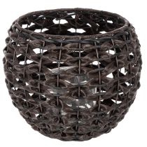 Product Lantern braided black, brown summer decoration Ø31cm H25cm