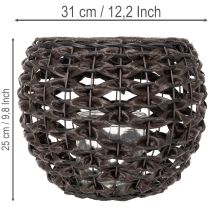 Product Lantern braided black, brown summer decoration Ø31cm H25cm