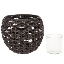 Product Lantern braided black, brown summer decoration Ø31cm H25cm