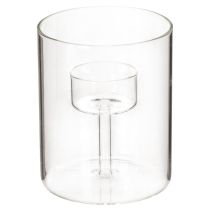 Product Glass lantern with raised tea light holder 11cm