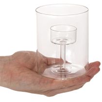 Product Glass lantern with raised tea light holder 11cm