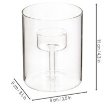 Product Glass lantern with raised tea light holder 11cm