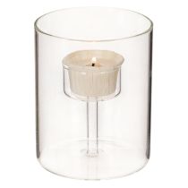 Product Glass lantern with raised tea light holder 11cm