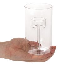 Product Glass candle holder with insert for pillar candles 15cm 2pcs