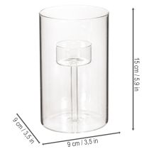 Product Glass candle holder with insert for pillar candles 15cm 2pcs