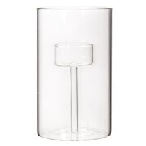 Product Glass candle holder with insert for pillar candles 15cm 2pcs