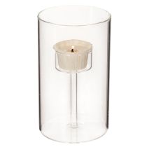 Product Glass candle holder with insert for pillar candles 15cm 2pcs