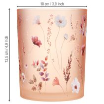 Product Decorative glass lantern with floral motif for stylish home accents, 12.5cm, 2 pieces