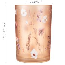 Product Glass tealight holder with floral motif for cozy moments in the home, 18cm