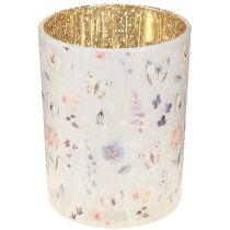 Product Glass tealight holder with butterfly motif for cozy living moments, 12.5cm, 2 pieces