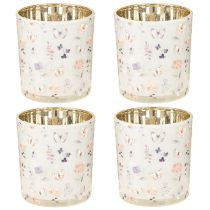 Product Decorative glass lantern with butterfly design for stylish home accents, 8cm, 4 pieces