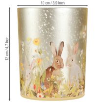 Product Decorative glass lantern with Easter bunny motif for springtime home accents, 12.5cm, 2 pieces.