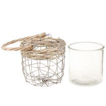 Product Lantern for hanging glass metal willow Ø14.5cm 2pcs