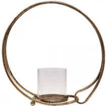 Product Lantern metal candle holder golden glass Ø33cm