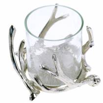 Product Lantern antler silver Ø16cm H11cm