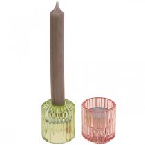 Product Lantern glass ribbed tealight holder Ø5.5cm H6cm 4pcs